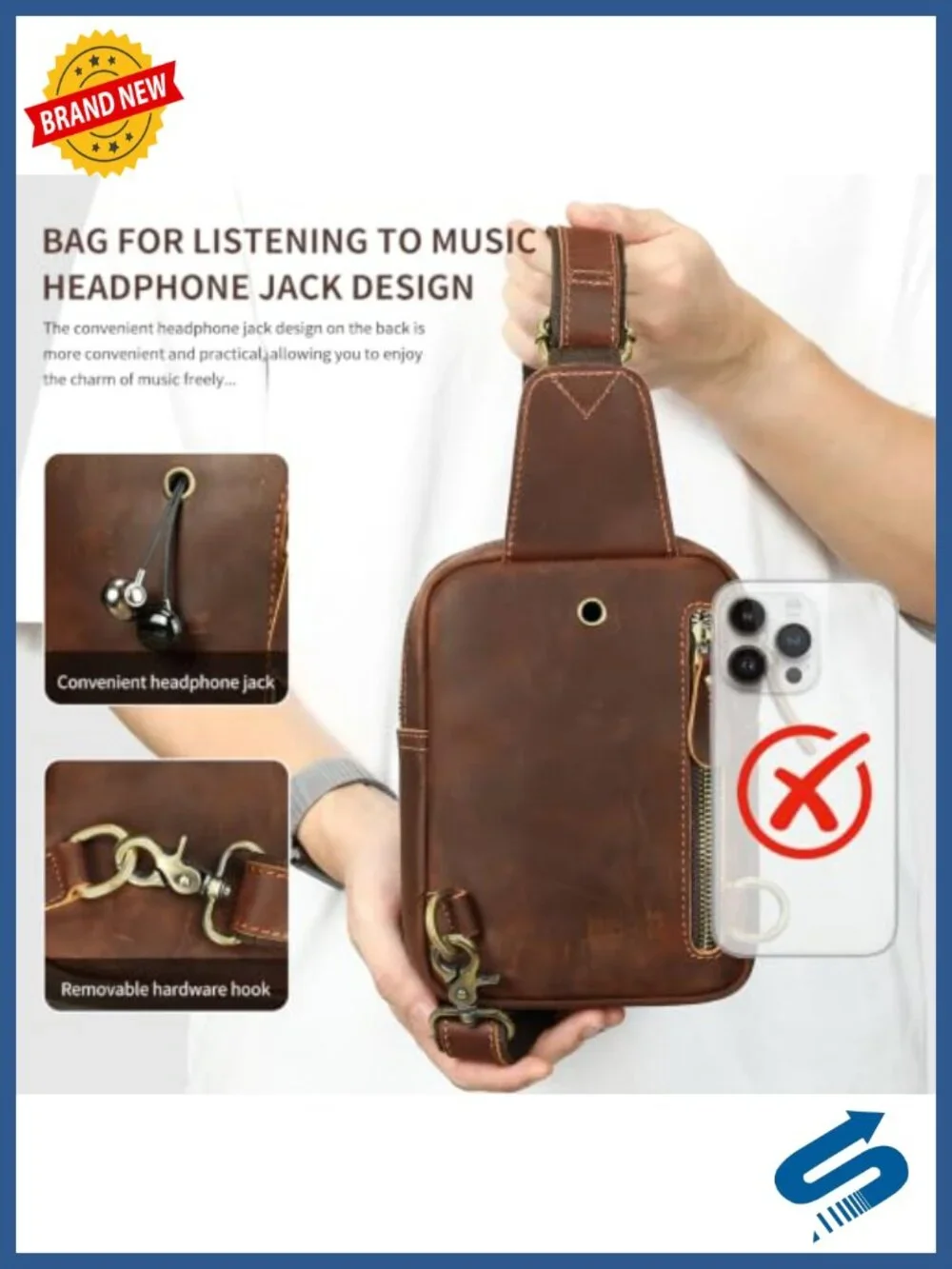 Genuine Leather Sling Bag Crossbody Purse Vintage Small Messenger Shoulder